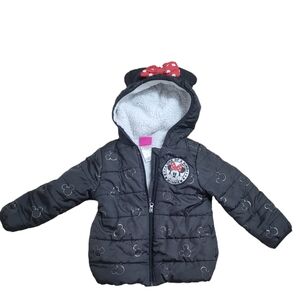 Disney Jr Minnie Mouse puffer jacket with bow and ears 4t